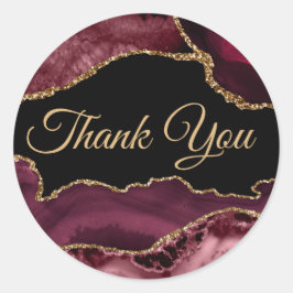 Pegatina Redonda Agate de Borgoña Gracias