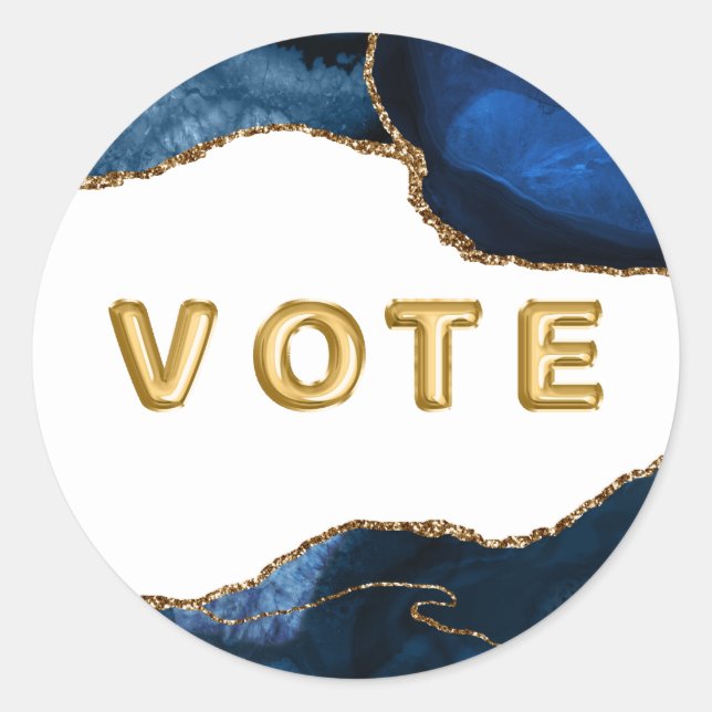 Pegatina Redonda Agate Sapphire with Gold Veins Vote (Anverso)