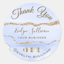 Pegatina Redonda Agato azul de Cornflower Gracias