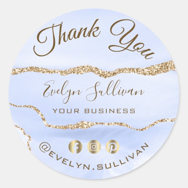 Pegatina Redonda Agato azul de Cornflower Gracias (Anverso)