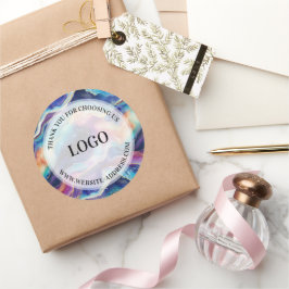 Pegatina Redonda Agato estético de purpurina arcoiris colorido