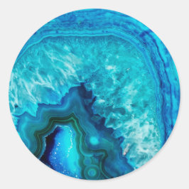 Pegatina Redonda Agato moderno de mármol azul