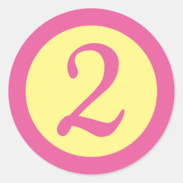 Pegatina Redonda Age 2 Number Customizable Pink Text on Yellow
