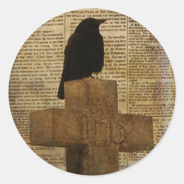 Pegatina Redonda Aged Crow (Anverso)