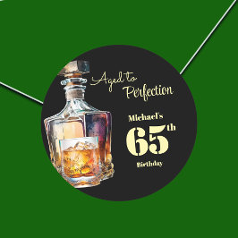 Pegatina Redonda Aged to Perfection Men's 65th Whiskey Birthday