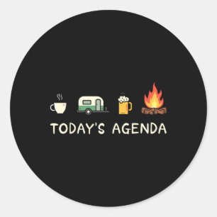 Pegatina Redonda Agenda de Hoy Café Fogata Amante de la Cerveza Cam