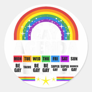 Pegatina Redonda Agenda gay para el orgullo gay LGBT