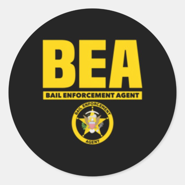 Pegatina Redonda Agente de cumplimiento de fianza Fugitive Bounty H (Anverso)