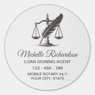 Pegatina Redonda Agente de firma de préstamo notarial personalizado