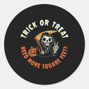 Pegatina Redonda Agente Inmobiliario Halloween Truco O Tratamiento