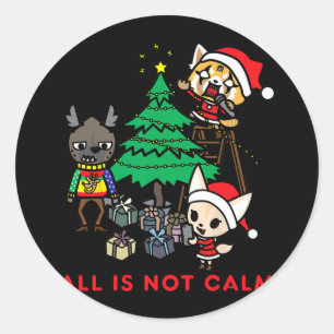 Pegatina Redonda aggretsuko todos no son navidades tranquilos t-