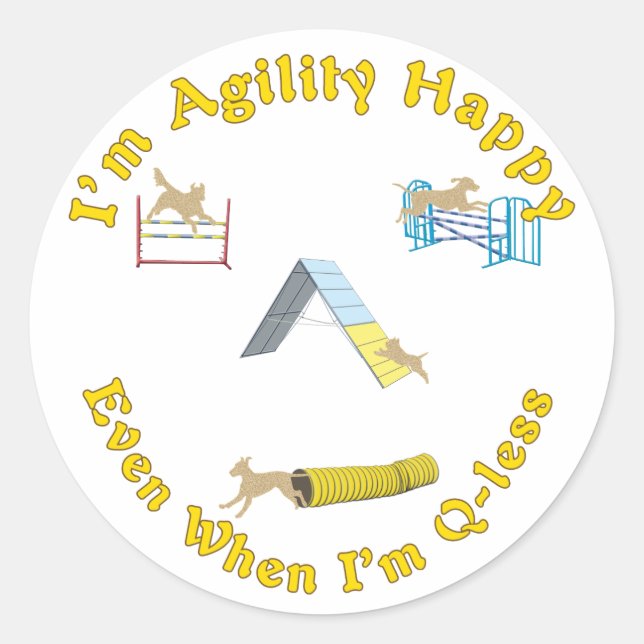 Pegatina Redonda Agility Happy (Anverso)