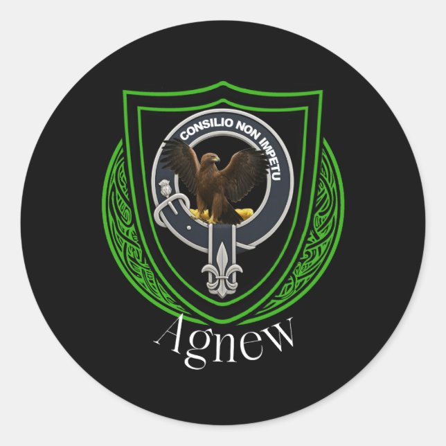 Pegatina Redonda Agnew Scottish Clan Escudo (Anverso)