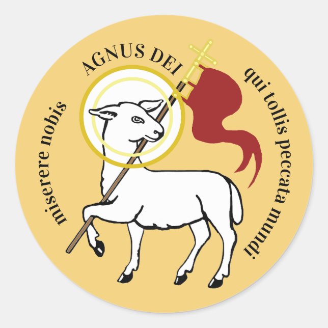 Pegatina Redonda Agnus Dei  (Anverso)