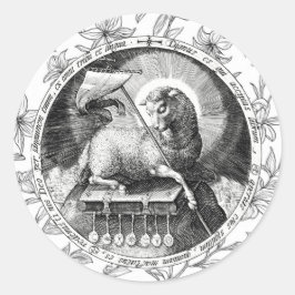 Pegatina Redonda Agnus Dei Lamb of God Round Sticker 