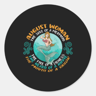 Pegatina Redonda Agosto Alma De Mujer De La Sirena Leo Zodiac Cumpl
