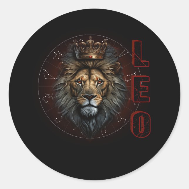 Pegatina Redonda Agosto Cumpleaños Leo Lion Pride Gráfico Zodiac Ho (Anverso)