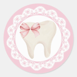 Pegatina Redonda Agra Hadig - Primer diente Arco rosado