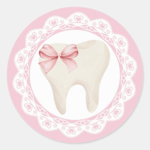 Pegatina Redonda Agra Hadig - Primer diente Arco rosado