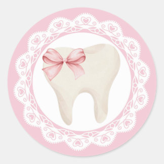 Pegatina Redonda Agra Hadig - Primer diente Arco rosado