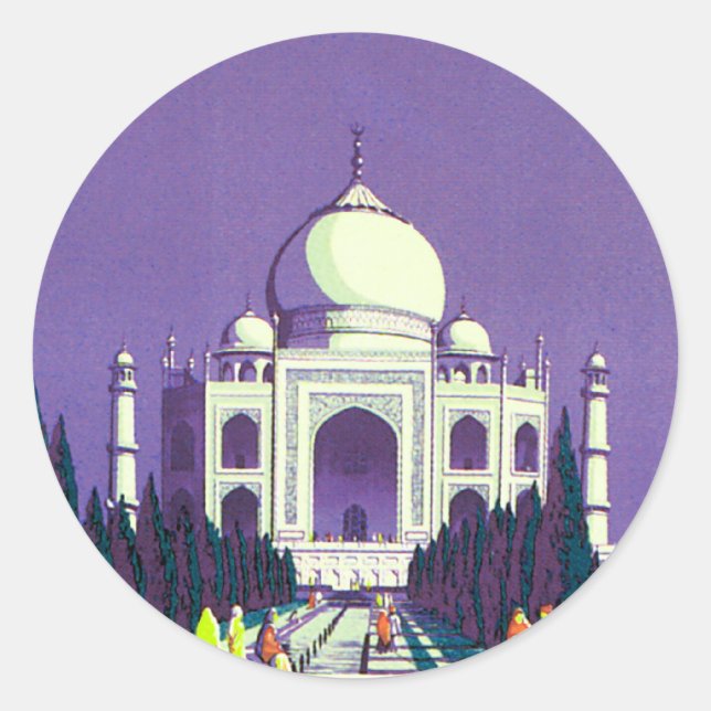 Pegatina Redonda Agra ~ Taj Mahal (Anverso)