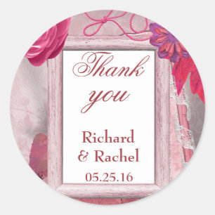 Pegatina Redonda Agradable gracias púrpura