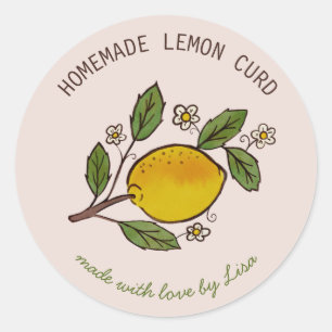 Pegatina Redonda Agradable Lemons Casero trata a PERSONALIZADO Rúst