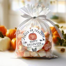 Pegatina Redonda Agradable Watercolor Kids Cumpleaños Halloween