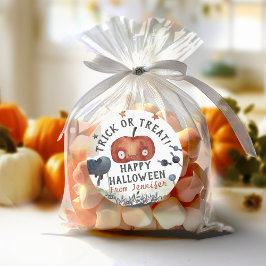 Pegatina Redonda Agradable Watercolor Kids Cumpleaños Halloween