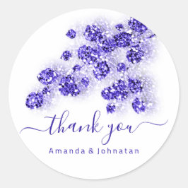 Pegatina Redonda Agradecer Floral Blanco Real Azul Bridal Sweet16th