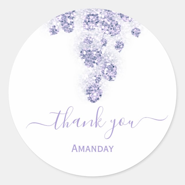 Pegatina Redonda Agradecer Floral Polvo Azul Blanco Novia Dulce 16 (Anverso)