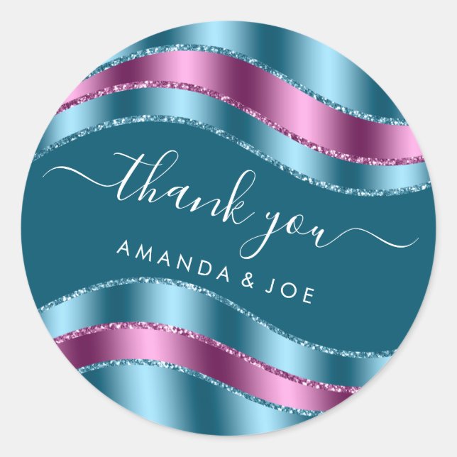 Pegatina Redonda Agradecer Nombre Dulces 16 Cumpleaños Despedida de (Anverso)