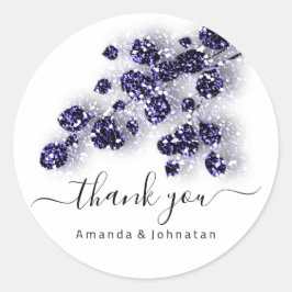 Pegatina Redonda Agradecer  Novia Cumpleaños16 Floral Blanco Azul M