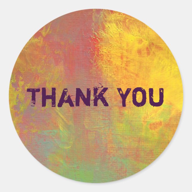 Pegatina Redonda Agradecimiento a Green Rustic Grunge, Naranja amar (Anverso)