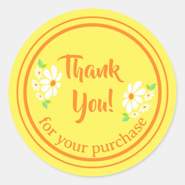 Pegatina Redonda Agradecimiento a la flor de pequeñas empresas (Anverso)