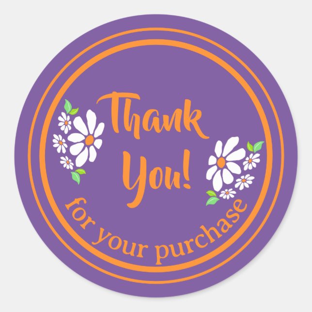 Pegatina Redonda Agradecimiento a la flor de pequeñas empresas (Anverso)