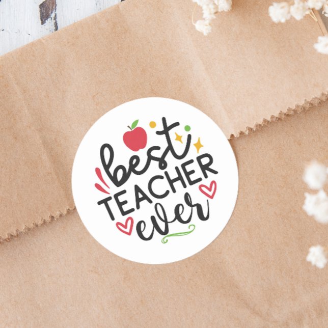 Pegatina Redonda Agradecimiento a maestros (Let your teachers know they are the best with these fun stickers.)