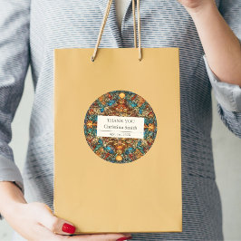 Pegatina Redonda Agradecimiento a retiro de vidrio satinado geométr