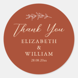 Pegatina Redonda Agradecimiento Bodas de Terracota