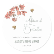 Agradecimiento Cute Butterfly Floral Bridal Shower