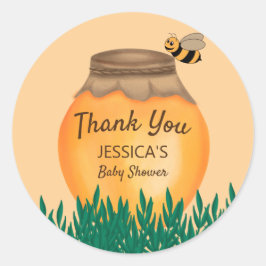 Pegatina Redonda Agradecimiento de Baby Bumblebee Yellow Baby Showe