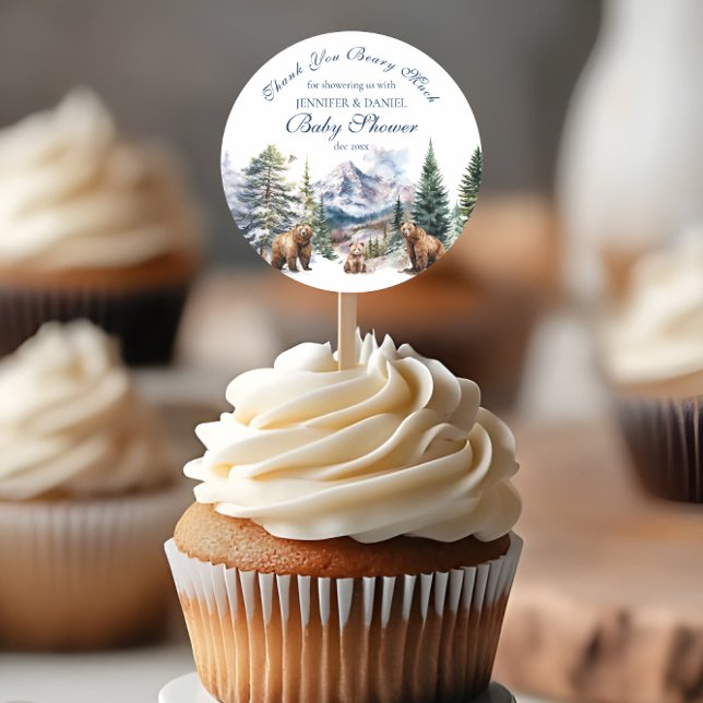 Pegatina Redonda Agradecimiento de Baby Shower al Rustic Woodland M (Subido por el creador)