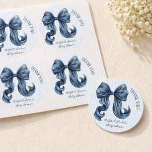 Pegatina Redonda Agradecimiento de Baby Shower Blue Jeans