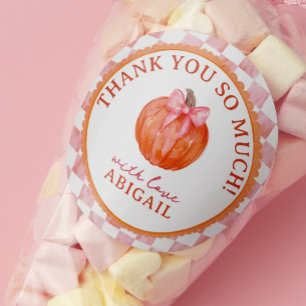 Pegatina Redonda Agradecimiento de Baby Shower de Calabaza Acuarela