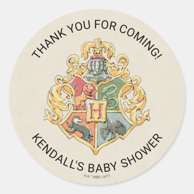 Pegatina Redonda Agradecimiento de Baby Shower de Harry Potter (Anverso)
