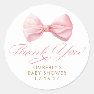 Pegatina Redonda Agradecimiento de baby shower de niña elegante con