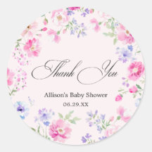 Agradecimiento de baby shower Pastel Pink Floral