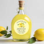 Pegatina Redonda Agradecimiento de boda de limoncello amarillo acua<br><div class="desc">Pegatinas elegantes de agradecimiento de boda de limoncello casero acuarela limones</div>