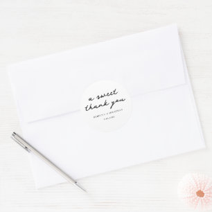 Pegatina Redonda Agradecimiento de Boda Elegante Personalizado