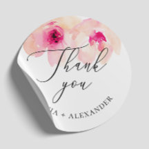 Agradecimiento de boda floral rosa pastel acuarela